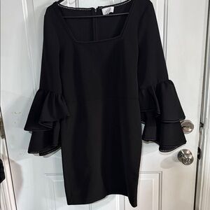 Chic Black Ruffle Sleeve Dress